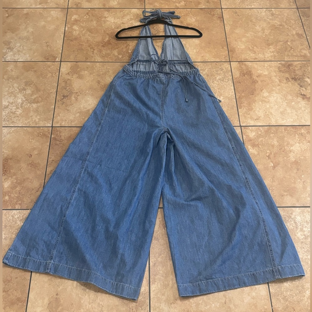 New Free People Sunrays One-Piece Denim Wide-Leg Jumpsuit We The Free - Picture 11 of 16